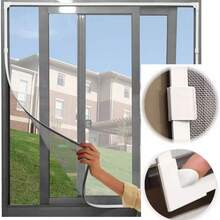 White Magnetic Window Screen Kit - DIY Multi-Functional Invisible Fly Screen, Convenient For Home Use, Insect & Wind Proof, Easy To Disassemble And Clean, Essential For Home