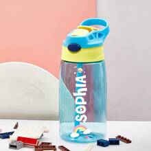 16oz/480ml Personalized Name Water Bottle For Kids, Stainless Steel 12oz/350ml Leakproof Bottle, Unicorn Space Themes, Straw Cap & Name Band Included, Back To School - Style 1 - View 33