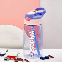 16oz/480ml Personalized Name Water Bottle For Kids, Stainless Steel 12oz/350ml Leakproof Bottle, Unicorn Space Themes, Straw Cap & Name Band Included, Back To School - Style 1 - View 20