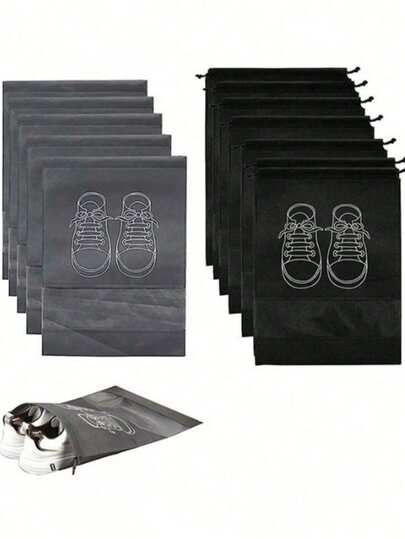 Portable Shoe Bag, Dust-Proof Shoe Storage Bag, Universal Travel Shoe Bag For Men And Women, Drawstring Shoe Pouch, Storage Cloth Bag (Random Color)