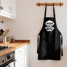 Dude With The Food Funny Grilling Aprons For Men Women, BBQ Cooking Apron With 2 Pockets, Men's Funny Chef Cooking Grilling BBQ Aprons, Adjustable Neck Strap And Long Ties Apron, Water Resistant Cooking Chef Apron, Adjustable Bib Black Aprons Gifts, Cute Baking Gifts For Bakers, Birthday Father's Day Christmas Gifts, Housewarming Gifts For Wife Husband Mom Sister Daughter Grandma, One Size Fits All People - 黑色 - 查看 2