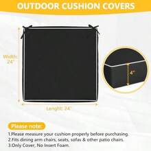 COSHNIBI - Fundas de cojín de patio de 24 x 24 x 4 pulgadas, impermeables y resistentes a la decoloración, funda de cojín para exteriores, funda de cojín de ratán, sofá y asiento de descanso, paquete(Negro 24"x24"x4"-2 Cover only) - Multicolor - Ver 2
