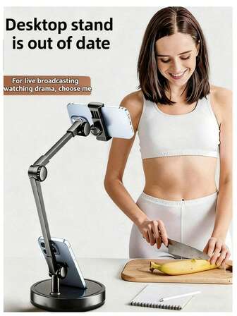 מעמד מתכת לטלפונים, מעמד מתכת עמיד מתכוונן ואוניברסלי לטלפונים ניידים (מתאים לשידור חי, שיעורים מקוונים, תרחישי ולוגים)