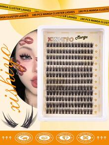 180pcs Fairy Lash Clusters, C Curl, Cartoon Lashes, Mixed Size 8-16mm, Delicate & Soft Natural Lashes, DIY Cluster Individual False Lashes, Easy To Wear, Reusable, Suitable For Daily Makeup - Nhiều màu - Xem 9
