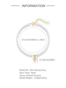 1件珍珠蝴蝶项链手链，925纯银，女士经典浪漫风格，18K镀金，适合日常佩戴、婚礼、派对、订婚、圣诞节等场合，精美珠宝 - 金黃色 - 查看 9