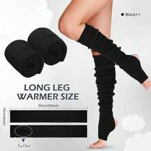 Long Leg Warmers Women 24 Inch Over Knee Knit Ribbed Leg Warmer Stirrup Yoga 80s Party Dance Ballet Supply - Một cỡ + Đen + 1 - Xem 3