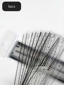 1/5pcs Transparent Flexible Nail Ruler, Wearable Nail Measurement Card With Rhinestone Size Comparison Scale, Precise Measurement Tool For Nail Salon, Popular Nail Art Accessory, Portable - Multicolor - View 6