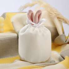 复活节兔子抽绳袋，毛绒兔耳朵礼品袋，巧克力糖果袋，创意可爱婚礼派对复活节装饰礼盒 - 彩色 - 查看 20