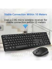 HP CS10 升級版 無線鍵盤滑鼠組 筆記型桌上型電腦通用辦公室無線鍵鼠套裝 滑鼠鍵盤無線自動休眠 - 黑色 - 查看 3