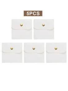 5pcs White Pink Leather Jewelry Pouches With Snap Closure Jewelry Storage Bag, Jewelry Organization Bag, Travel Partner, Necklace Organization Bag - Jewelry Storage Bag - View 14