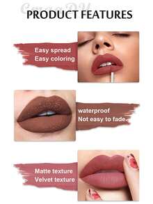 啞光唇膏3入組天鵝絨唇彩易於塗抹 - 彩色 - 查看 8