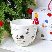 1个手绘艺术卡通陶瓷马克杯，法式复古拿铁咖啡杯，时尚艺术早餐牛奶果汁饮料杯，适用于餐厅、客厅、咖啡馆 - 彩色 - 查看 7