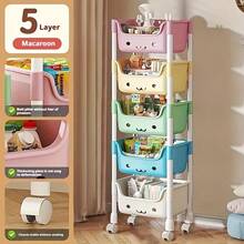 Thickened Multi-Layer Storage Cart, Multifunctional Storage Rack, Non Electric, Easy To Move, Convenient For Storage, Wheeled Mobile Storage Rack, 3/5 Layers, Suitable For Book Storage Racks In Living Rooms, Bedrooms/Dormitories, Bedside Carts, Practical Carts, Christmas Gifts - 5層加厚馬卡龍色 - 查看 2