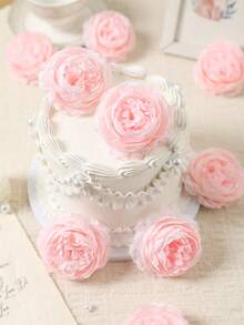 12/24 peças de flores artificiais de peônia, cabeças de flores de peônia simuladas com hastes para decoração de festas de casamento, decoração de bolos e centros de mesa para sala de estar, plantas artificiais, decoração de outono, decoração de quarto, mesa, jardim, artigos de decoração para ambientes. - Menta verde - Ver 7