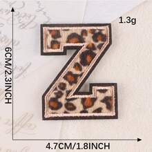 A-Z English Letter Patches, Leopard Print Embroidered Iron-On Stickers, Suitable For Clothing, DIY Name Apparel - Leopard - View 21