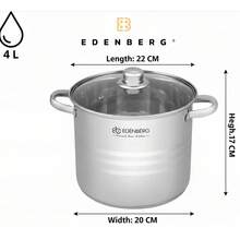 【廚房大容量不鏽鋼鍋具透明玻璃蓋】雙耳設計加厚鍋體適用於煮湯燉菜煮粥煮麵蒸煮多功能鍋具電磁爐燃氣爐通用防銹防溢耐高溫易清洗家用廚房烹飪鍋 - 銀色 - 查看 17