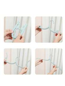 1/12 Pack Of Multi-Color Folding Clothes Hangers, Foldable Travel Clothes Hangers, Portable And Space-Saving Plastic Clothes Racks, Non-Slip And Space-Saving Travel Clothes Hangers With Smooth Surface And Non-Slip Design, Suitable For Travel, Business Trips And Home Use - Ideal For Hanging Underwear And Socks. - Multicolor - View 4