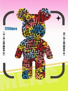 5150pcs 43cm/16.9in Basketball Maze Bear DIY Pixel Building Blocks, Room Decor, Desktop Ornament, Stress Relief Toy, Suitable For Halloween, Birthday, Christmas, Graduation, Friends, Couples, New Year, Wedding, Easter Gifts For All