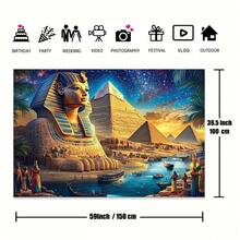 2D flache 1 Stück alte ägyptische Fotografie Kulisse - faltbar, strapazierfähiger Polyesterstoff mit lebendigen Pyramiden, Sphinxen und Sternenhimmel Design - leicht und maschinenwaschbar/handwaschbar, ideal für Partydekorationen, Eventfotografie, thematische Feiern und Sternenhimmel-Kulissen. Faltbares Design. - 1 STÜCK - Übersicht 4