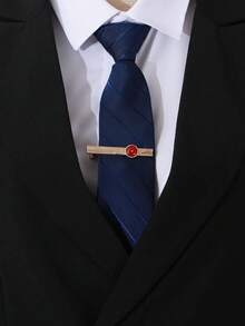 1pc Hot-Selling Men's Formal Luxury Tie Clip, Fashionable Colorful Business Gold & Silver Suit Accessory, Versatile Gemstone Inlaid Tie Clip For Evening Dress Suit Shirt, Elegant Gold & Silver Tie Clip Accessory, Cross-Border Men's Wholesale High-End Tie Clip, Business Formal Rhinestone Press-On Glossy & Matte Korean Style For Formal Meetings - Tie Clip - View 2