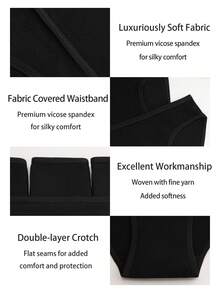 3pcs Women Simple Basic Seamless Briefs, Breathable & Comfortable Underwear - Black - View 8