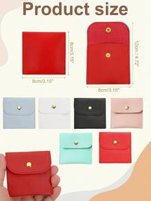 5pcs White Pink Leather Jewelry Pouches With Snap Closure Jewelry Storage Bag, Jewelry Organization Bag, Travel Partner, Necklace Organization Bag - Jewelry Storage Bag - View 4