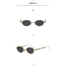 1 Piece/Set Fashionable Folding Women's Sunglasses Metal Oval Frames With Diamond Accents New Arrivals Travel-Friendly Street Style Multi-Functional Sunglasses - C1-金色鏡框灰色鏡片 - 查看 2