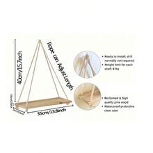 1pc/2pcs Minimalist Macrame Wall Hangings Art Decorations Gift, Vintage Wooden Hanging Floating Shelves For Wall, Bohemian Rustic Wood Farmhouse Rope Shelfs For Plant,Boho Fabric Woven Storage Racks Board Tapestry Hanging Book Photo Shelf Organiser Design Hanging Decoration For Home Decoration - Multicolor - View 7