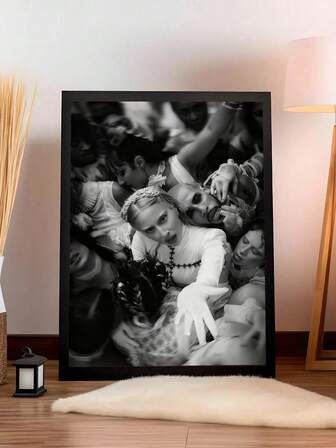 1 件无框 Gaga Lady 帆布壁画 - 流行歌手黑白海报印刷，非常适合卧室、办公室、客厅、咖啡店装饰、礼品创意、办公室艺术品 | 复古海报 | 大胆的装饰、墙壁装饰