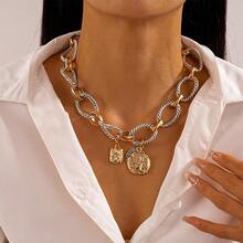 1pc feminino coração e borboleta vários pingentes colar de corrente, adequado para uso diário gótico - Multicolorido - Ver 11