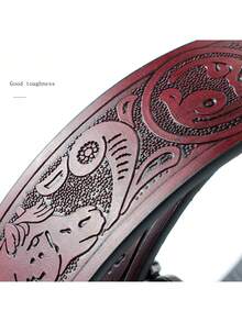 1 Piece, Turquoise-Inlaid Western Belt, Silver-Plated Antique Floral Buckle Leather Belt, Vintage Bohemian-Style Ladies' Belt, Denim Fashion Accessory Suitable For All Seasons. - Multicolor - View 6