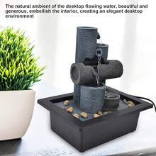 Changor Fuente Agua Interior, 25,5x23x17,5 Fuentes Mesa con Luces LED Cascada Rocas Apiladas para Decoración Oficina en el Hogar Plástico Resina (Enchufe Estadounidense 110V) - #214 - Ver 4