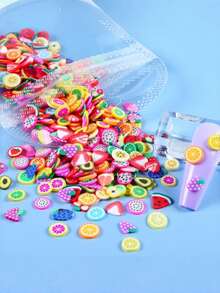 10克/包水果造型软陶片 - 西瓜、草莓、柠檬，适用于美甲、珠宝制作、史莱姆填充等工艺。 - 彩色 - 查看 5