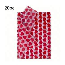10/20/40张情人节红色爱心包装纸，35x50厘米，浪漫包装纸，适用于情人节、母亲节、生日礼物、工艺装饰。 - 彩色 - 查看 10