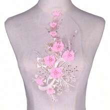 1pc Delicate 3D Beaded Chiffon Flower Patch, Decorative Applique Wedding Dress - Nhiều màu - Xem 5