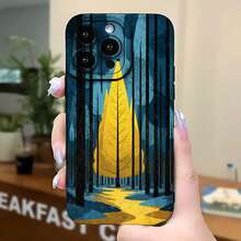 2026 nueva funda de teléfono esmerilada, funda de teléfono con impresión de bosque y árbol amarillo para  17 15 Pro Max  17 14 Pro  17 13  17 12  Galaxy S23 S22 S21 S20 protector de teléfono funda de pareja regalo para novio novia regalo de vacaciones - Negro - Ver 5