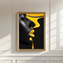 1 buc Art Deco clasic retro negru și galben abstract pictură pe pânză portret imprimat, artă pe pânză perete, poster cameră, decorare casă, consumabile de decorare cameră, dormitor, decorare living, cadru opțional