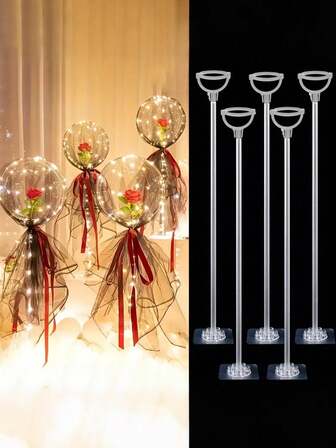 5/10 Set Kits de soportes para globos con base autoadhesiva, soportes de escritorio para globos para decoración de fiestas de boda, cumpleaños, Navidad y Halloween