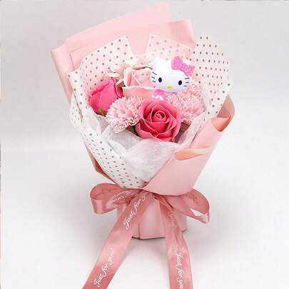 Holding Flower  Artificial Rose Flower Bouquet, Everlasting Flower Bouquet, , Valentine's Day, Anniversary, Graduation Ceremony, Teacher's Day, Christmas Gift