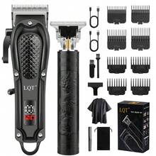 LQT 1/2/4件套多功能小型家用男士理发工具，无线电动理发器，双速电动剃须刀，耳鼻毛修剪器，多功能胡须修剪器，适合沙龙和家庭使用，圣诞礼物送给男友/爸爸