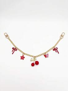 1pc Pink Bowknot Heart Cherry Bag Charm Travel Accessory Fashion Casual Handbag Shoulder Bag Pendant Chain Suitable For Various Bags Holiday Gift Room Decor Phone Accessories Phone Charm - Multicolor - View 9