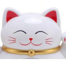 Reloj Chino con Forma de Gato de la Suerte, Bonito Despertador con Forma de Gato de Dibujos Animados, Movimiento de Cuarzo Incorporado, Despertador con Forma de Gato de la Suerte - YF2025B + BLANCO - Ver 7