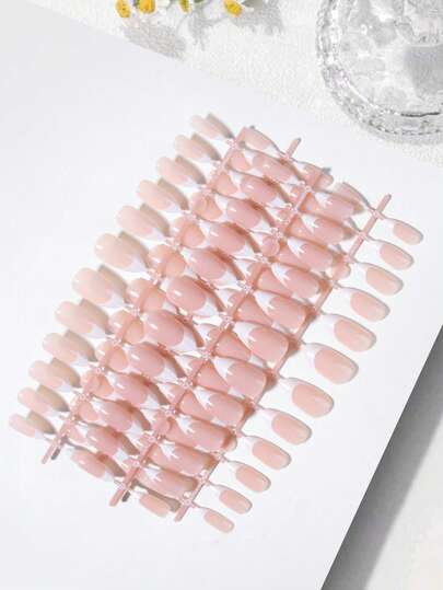 5Pcs/Set (120pcs)Milky White Gradient Nail Polish Strips, Long Stiletto, Short Almond, Short Oval, And Short Square Nail Tips, Multiple Styles Available Press On Nails Nail Supplies Nails(Contain 1pc Jelly Glue And 1pc Nail File)