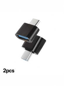 2个USB-C转USB适配器，母头转Type-C公头OTG适配器，USB-C适配器兼容MacBook Pro、Galaxy、Type-C手机、笔记本电脑、平板电脑、打印机、鼠标、键盘、车载充电器、U盘等。