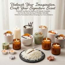 100% 天然大豆蜡蜡烛制作材料包，手工 DIY 蜡烛工艺套装，男女通用，纯大豆蜡和烛芯，大豆蜡香薰蜡烛 DIY