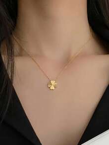 1 件三叶草幸运叶简约设计女士项链吊坠 - 适合圣帕特里克节佩戴、情人节情侣礼物 - 四葉草 - 查看 7