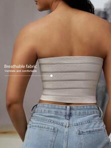 1pc Women Chest Binder, Microshaping Camisole Bra, Adjustable Seamless Compression Top For Flattening Chest - Apricot - View 6