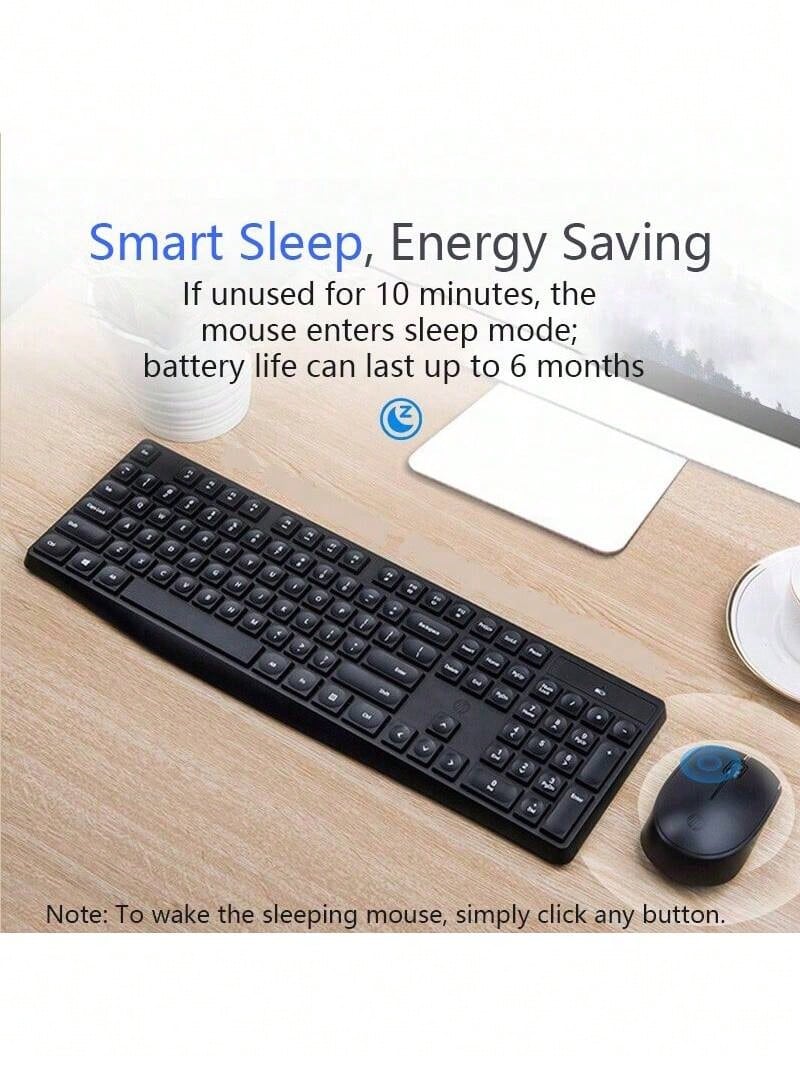 HP CS10 升級版 無線鍵盤滑鼠組 筆記型桌上型電腦通用辦公室無線鍵鼠套裝 滑鼠鍵盤無線自動休眠 - 黑色 - 查看 1