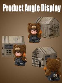 POP MART Hirono Living Wild “为幸福而战” 泰迪熊毛绒玩具，可爱收藏品，家居装饰礼品，圣诞装饰品 - 棕色 - 查看 3