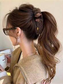 1个女士可爱小熊蝴蝶结香蕉发夹，时尚优雅小众发饰，时尚爪夹，优雅发爪，休闲发饰，美发夹 - 彩色 - 查看 3